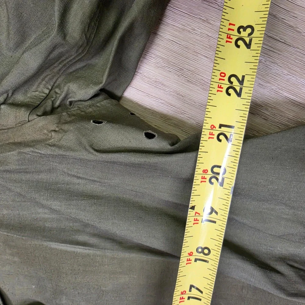 Vintage Military Trench Coat Mens Large Olive Green Good Double Breasted Belted
